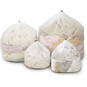 4 pcs Commercial Mesh Laundry Bag - Sturdy Mesh Material with Drawstring Clos...
